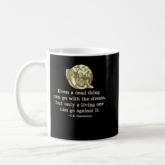 GK Chesterton Quote Catholique Humor Fishing Manar Kaffemugg (Vänster)