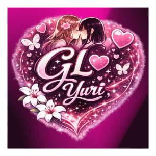 GL Yuri Girls’ Love Anime Estetisk Design Fototryck