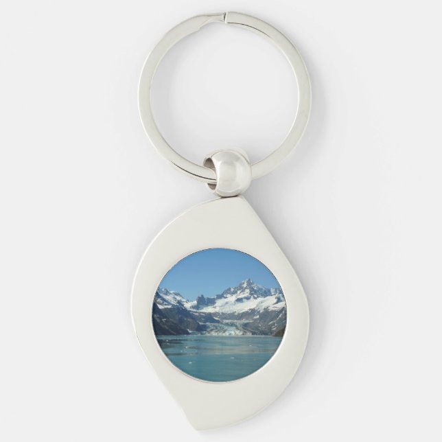 Glacärfyllda vatten i Alaska Swirl Silverfärgad Nyckelring (Framsidan)