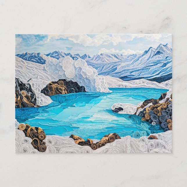 Glacial bergssjö i Quilling-stil Vykort (Framsida)