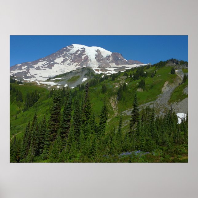 Glacial smältning vid Mount Rainier Poster (Framsidan)
