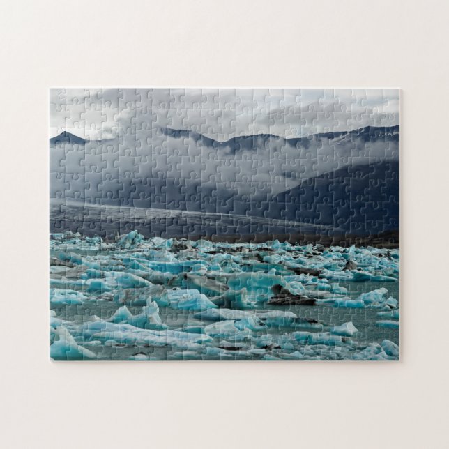 Glacialsjön Jokulsarlon - Island Pussel (Horisontell)