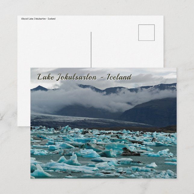 Glacialsjön Jokulsarlon - Island Vykort (Fram/baksida)
