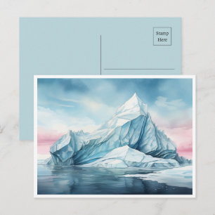 Glaciär Beauty, Watercolor Iceberg Vykort