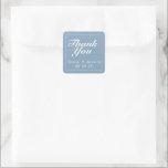 Glaciär Blue & White Modern Minimalist Tack Fyrkantigt Klistermärke<br><div class="desc">Söt,  modern,  minimalistisk och trendig bröllop-design har 2022 färg-paletten glaciärblå sjö-bakgrund med vit anpassade textblock i modernt typsnitt</div>