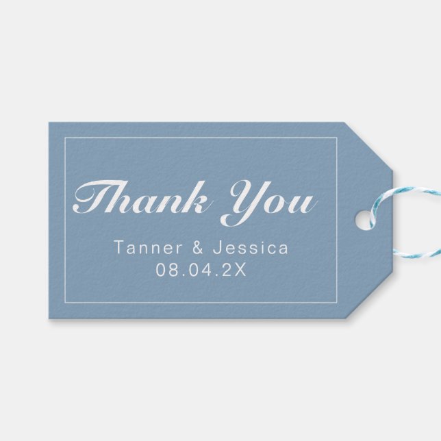 Glaciär Blue & White Modern Minimalist Tack Presentetikett (Framsidan (Horisontell))