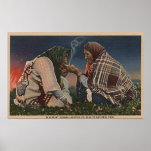 Glaciär MT - röka för två Blackfoot infödinga Poster