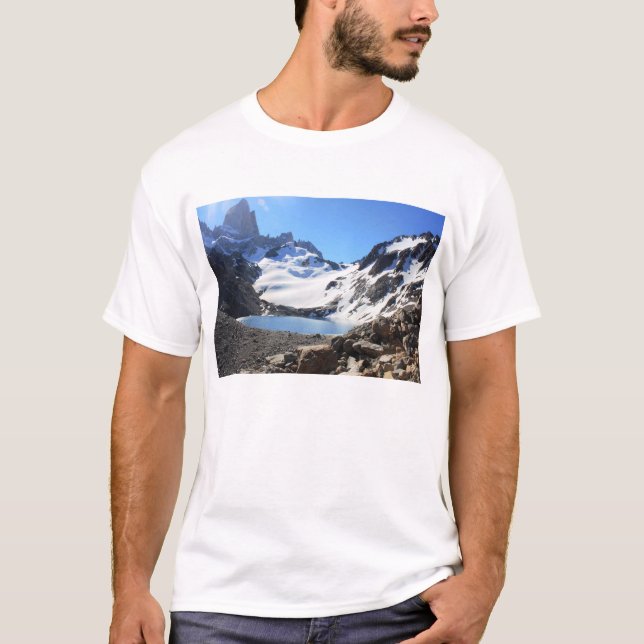 Glaciär Near montering Fitz Roy för sjö Tee Shirt (Framsida)