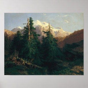 Glaciär Rosen Lanigletscher, 1854 Poster