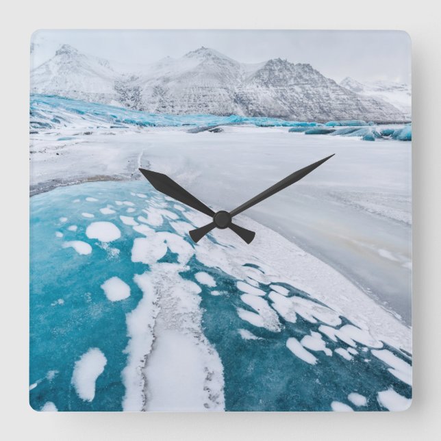 Glaciäris, fryst, Island Fyrkantig Klocka (Framsida)