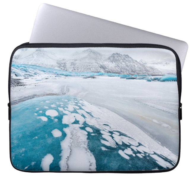 Glaciäris, fryst, Island Laptop Sleeve (Framsidan)