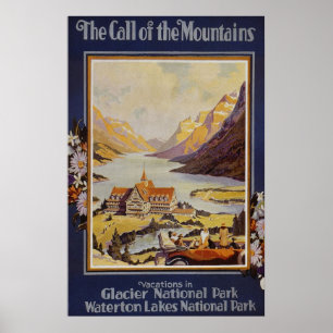 GlaciärnationalparkWaterton sjöar Poster
