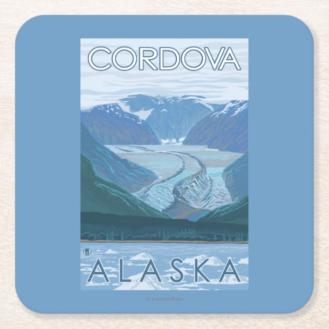 Glaciärplats - Cordova, Alaska Underlägg Papper Kvadrat (Framsidan)