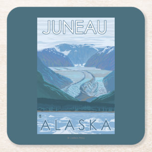 Glaciärplats - Juneau, Alaska Underlägg Papper Kvadrat