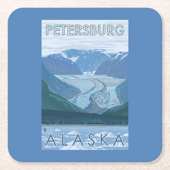 Glaciärplats - Petersburg, Alaska Underlägg Papper Kvadrat (Framsidan)