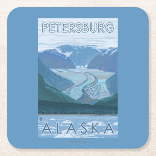 Glaciärplats - Petersburg, Alaska Underlägg Papper Kvadrat