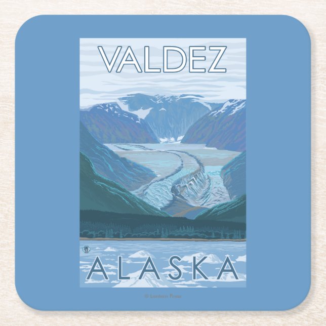 Glaciärplats - Valdez, Alaska Underlägg Papper Kvadrat (Framsidan)