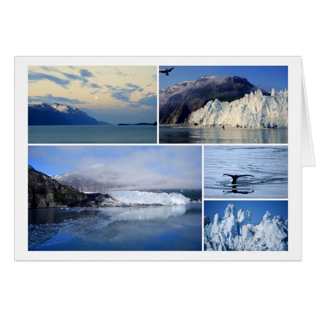 Glacier Bay Alaska Collage Card Hälsningskort (Framsidan Horizontal)