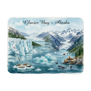 Glacier Bay Alaska Nationalpark Akvarell Magnet