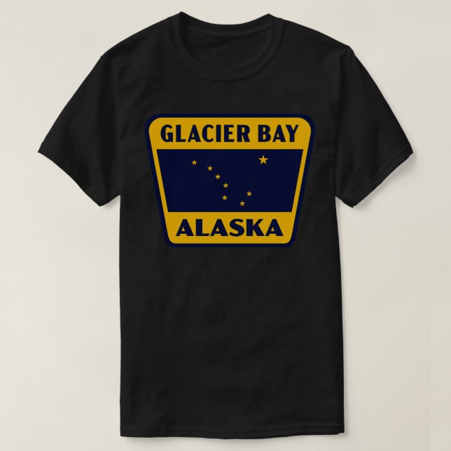 Glacier Bay Alaska Retro Badge Gult T Shirt (Design framsida)