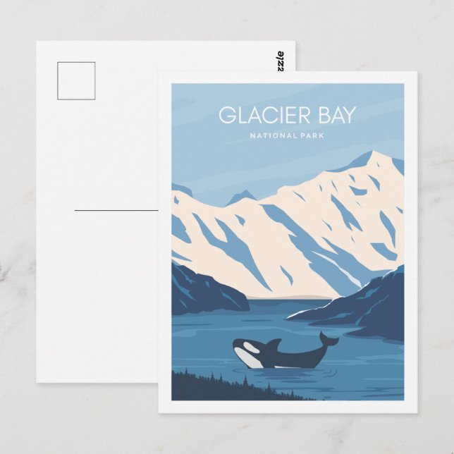 Glacier Bay Alaska USA Travel Ställe Illustration Vykort (Fram/baksida)