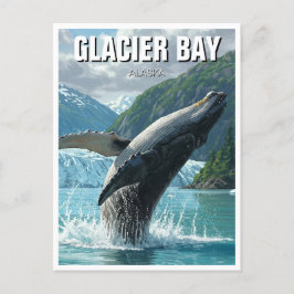 Glacier Bay Humpback Whale Breaching Alaska Travel Vykort
