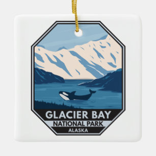 Glacier Bay National Park Alaska Orca Art Vintage Julgransprydnad Keramik