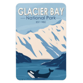 Glacier Bay National Park Alaska Orca Art Vintage Magnet