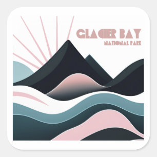Glacier Bay National Park Färgad Backe Fyrkantigt Klistermärke