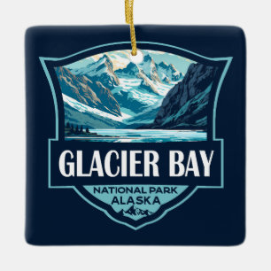 Glacier Bay National Park Illustration Retro Julgransprydnad Keramik