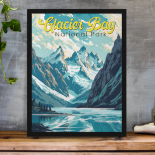 Glacier Bay National Park Illustration Retro Poster