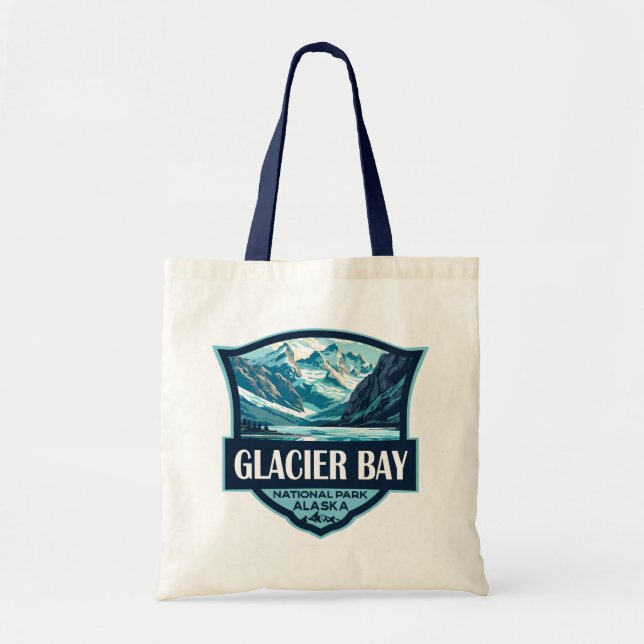 Glacier Bay National Park Illustration Retro Tygkasse (Framsidan)
