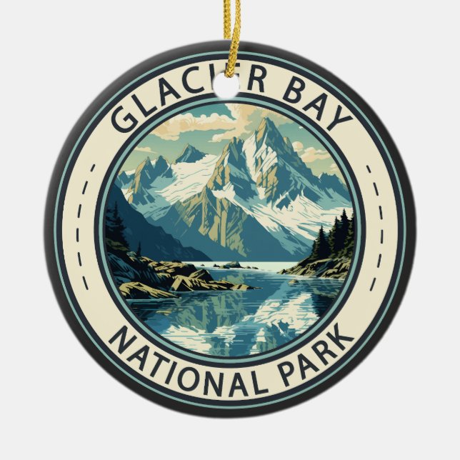 Glacier Bay National Park Illustration Travel Art Julgransprydnad Keramik (Framsidan)