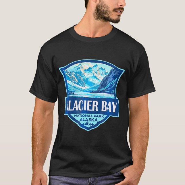 Glacier Bay National Park Illustration Travel Retr T Shirt (Framsida)