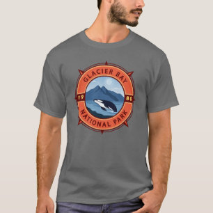 Glacier Bay National Park Orca Retro Compass T Shirt