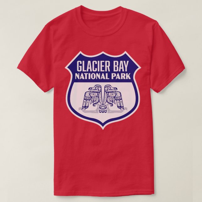 Glacier Bay National Park Retro Bird Shield Blue T Shirt (Design framsida)