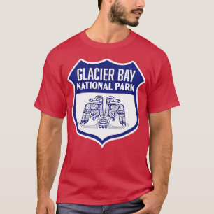 Glacier Bay National Park Retro Bird Shield Blue T Shirt