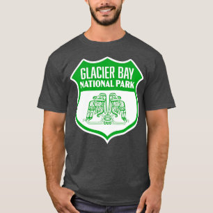 Glacier Bay National Park Retro Bird Shield Grönt T Shirt