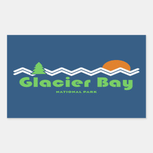 Glacier Bay National Park Retro Rektangulärt Klistermärke