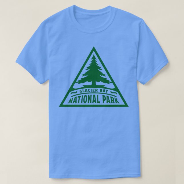 Glacier Bay National Park Träd Triangle Grönt T Shirt (Design framsida)