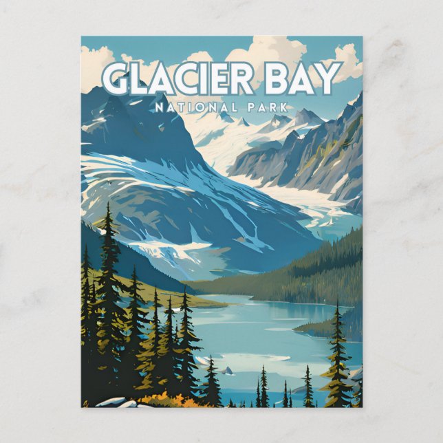 Glacier Bay National Park Travel Poster Vykort (Framsida)