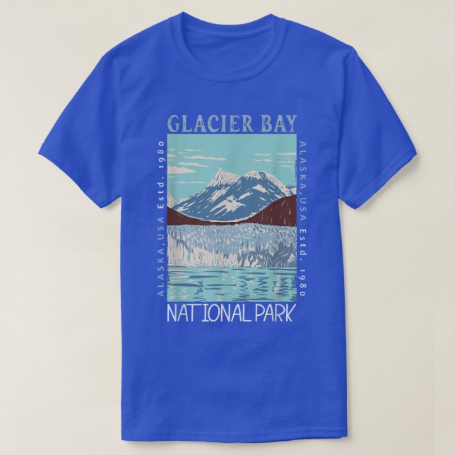 Glacier Bay nationalpark Alaska Distress Vintag T Shirt (Design framsida)
