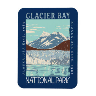 Glacier Bay nationalpark Alaska Retro Distress Magnet
