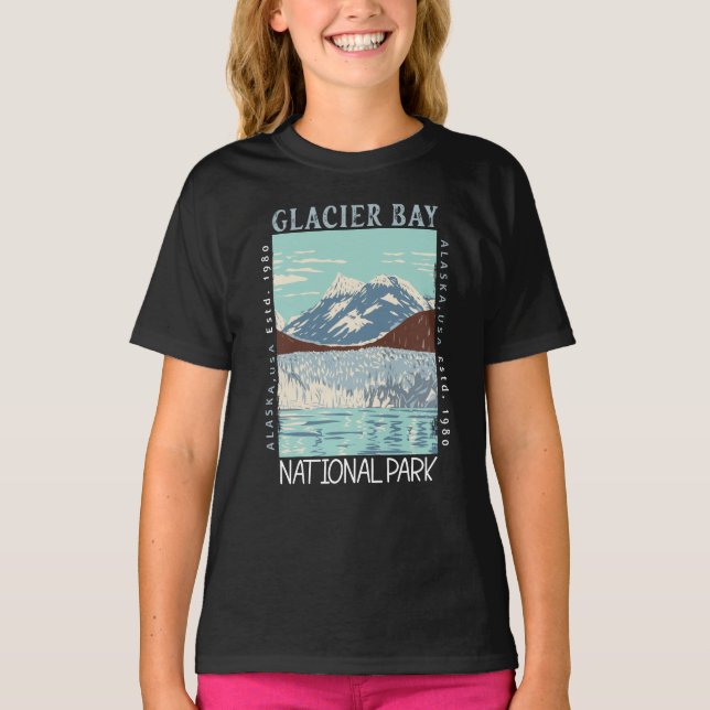 Glacier Bay nationalpark Alaska Retro Distress T Shirt (Framsida)