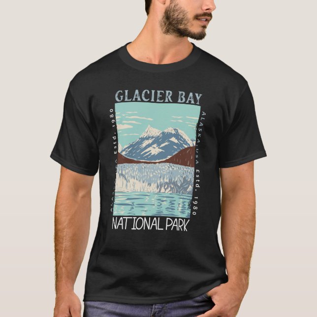 Glacier Bay nationalpark Alaska Retro Distress T Shirt (Framsida)