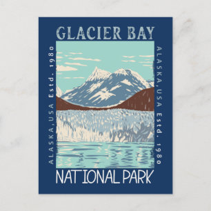 Glacier Bay nationalpark Alaska Retro Distress Vykort