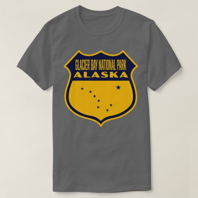 Glacier Bay nationalpark Alaska Retro Shield Blue T Shirt (Design framsida)