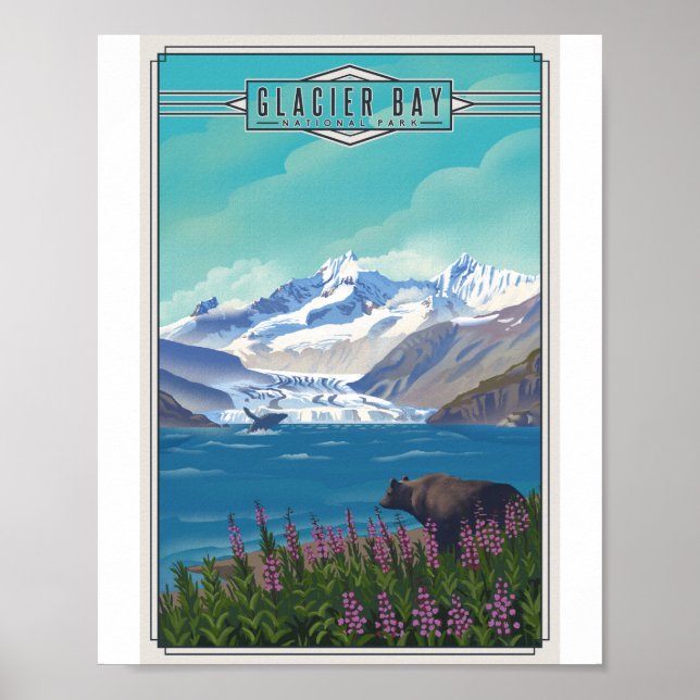 Glacier Bay nationalpark Litho Artwork Poster (Framsidan)