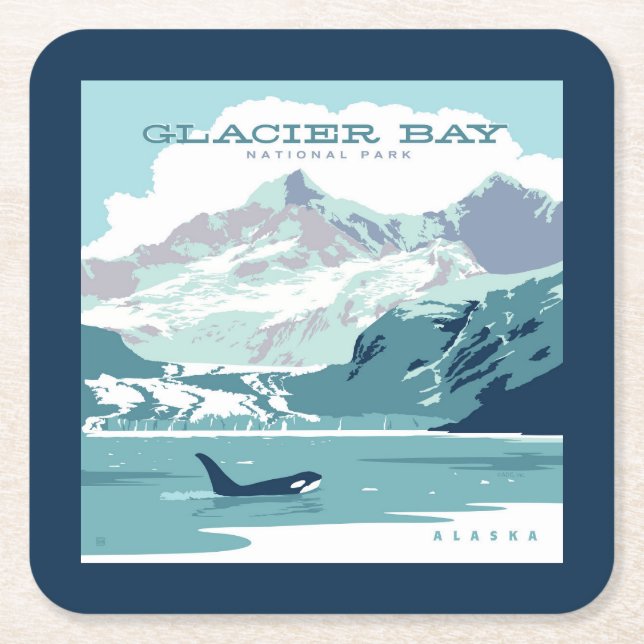 Glacier Bay nationalpark | Orca Underlägg Papper Kvadrat (Framsidan)