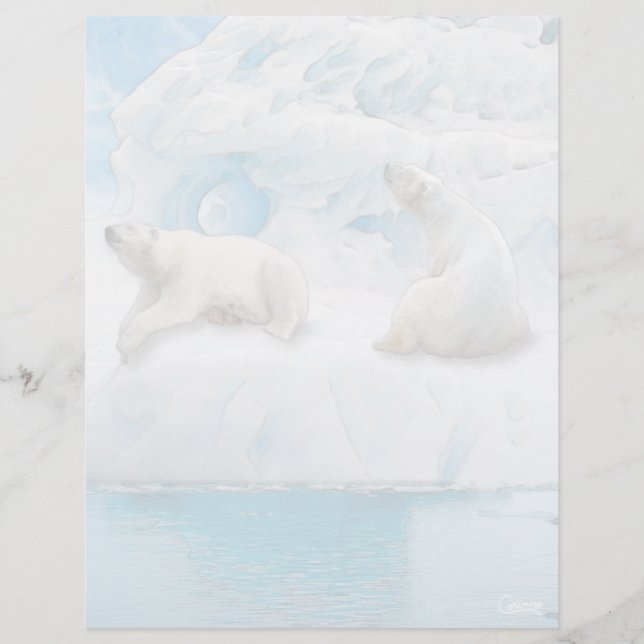 Glacier Bears - 8,5 tum x 11 tum Stationery Lakan (Framsida)